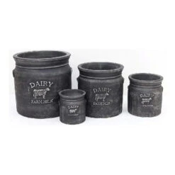Woodlodge 38cm Black Wash Milk Churn Pot