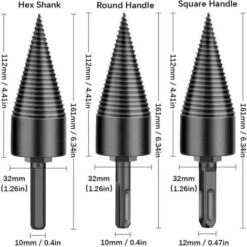 Log Splitter Taper Shank Step Drill Bit Log Cutter Wood Splitter Tapered Forest Steel High Speed 32mm -Garden Care 100155880 2