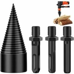 42mm Wood Splitting Drill Bit, Wood Splitter Drill, With 3 Handles, Square/Round/Hexagonal