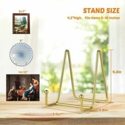 Plate Holders For Displays - Black Iron Easel - Display Racks - Metal Frame Holders - Photo Holders, Pictures, Decorative Plates And Table Art -Garden Care 100159847 2