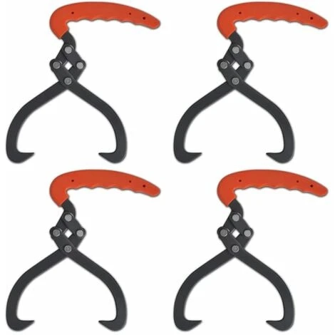 4 Pcs Log Tongs With PVC Handle VidaXL 3 4 Pcs Log Tongs With PVC Handle VidaXL