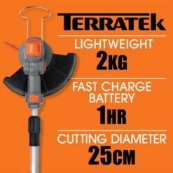Terratek 20V Li-ion Cordless Strimmer & 10 Spare Blades 1 Hour Quick Charge -Garden Care 17064207 4