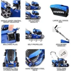 Petrol Lawnmower Hyundai HYM430SPE Self Propelled Electric Start 17 In -Garden Care 18826728 3