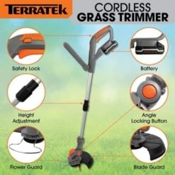 Terratek 20V Cordless Electric Strimmer 2 Batteries & 30 Spare Blades -Garden Care 23529696 2