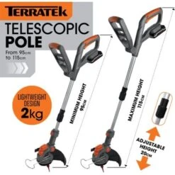 Terratek 20V Cordless Electric Strimmer 2 Batteries & 30 Spare Blades -Garden Care 23529696 3