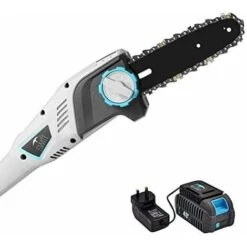 Swift 40V Cordless Pole Saw With Battery & Charger, Long Reach Chainsaw With 20cm Bar, Rechargeable Aluminum Shaft Tree Pruner Branch Cutter