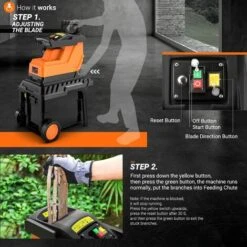 Garden Shredder, 2500W Electric Wood Chipper, Multifunctional Branch Shredder Garden Tool, 40mm Cutting Capacity, 55L Collection Box, Induction Quiet Motor, Adjustable Cutting Blade -Garden Care 43999753 4