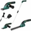 GIZCAM 7.2V 2 In 1 Cordless Grass And Hedge Trimmer, 2 Interchangeable Blades, Battery Powered Lightweight Electric Trimmer,Telescopic Handle & Trolley Wheel Attachments -Garden Care 49699939 1