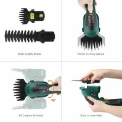 GIZCAM 7.2V 2 In 1 Cordless Grass And Hedge Trimmer, 2 Interchangeable Blades, Battery Powered Lightweight Electric Trimmer,Telescopic Handle & Trolley Wheel Attachments -Garden Care 49699939 5