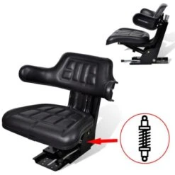 Topdeal Tractor Seat With Suspension Black VDTD07664