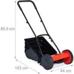 Relaxdays Hand Mower With Grass Box, Quiet, Adjustable Cutting Height, 29 Cm Cutting Width, Cylinder Cutter, Black, Red -Garden Care 52223864 4