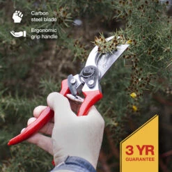 Amtech Garden Secateurs - Heavy Duty Pruning Scissors, Easy To Use With Ergonomic Anti-Slip Handles, Sharp Steel Blades And Long Lasting, With Safety Catch And Volute Spring -Garden Care 54688520 3