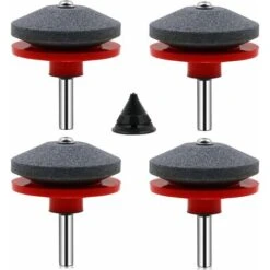 4 Pieces Lawn Mower Blade Sharpener Universal Lawn Mower Sharpener Accessories For Lawn Mowers With 1Pcs Blade Balancing Kit,50 X 47mm