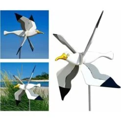 Resin Garden Windmill, White Seagull With Spinning Wings Animal Weathervane, 3D Wind Spinner Decoration For Lawn -Garden Care 57275308 4