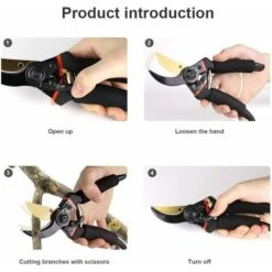 Professional 8 Inches Premium Titanium Bypass Pruning Shears, Premium Utility Garden Clippers Scissors Sponge Handle Protector,Tree Trimmers Secateurs Hand Pruners -Garden Care 58225932 3