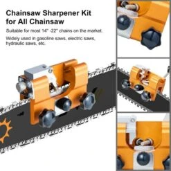 Chainsaw Sharpener,Chainsaw Chain Sharpening Jig Kits With 3PCS Carbide Cutter,Suitable For All Kinds Of Chain Saws,Hand-Cranked Portable Chainsaw Sharpener Tool For Lumberjack & Garden Worker(Yellow） -Garden Care 58225946 5