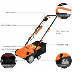 2 In 1 Electric Lawn Scarifier & Rake Garden 1500W Aerator W/ 40L Collection Box -Garden Care 58324265 3