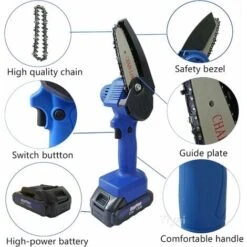 Cordless Chainsaw With Battery And Charger, 550W Electric Chainsaw With Safety Lock Mini Chain Saw Trees Cutter Cordless Wood Cutting Tool (with 2-Battery And Extra Chain) -Garden Care 59499158 4