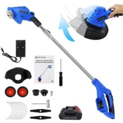 21V Grass Trimmer Electric Cordless Strimmer, Lawn Mower, Pruning Cutter Garden Tools, Battery & Charger, Head Pivots For Garden Clearing Weeds Flower Trees, Telescopic Lightweight Weed Hedge Trimmer