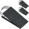 Relaxdays Door Wedge, Set Of 3, Doorstop For Floor, Non-Slip, H X W X D: 2 X 4 X 9.5 Cm, Metal, Plastic, Black/Silver
