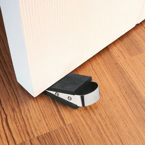 Relaxdays Door Wedge, Set Of 3, Doorstop For Floor, Non-Slip, H X W X D: 2 X 4 X 9.5 Cm, Metal, Plastic, Black/Silver 4 Relaxdays Door Wedge, Set Of 3, Doorstop For Floor, Non-Slip, H X W X D: 2 X 4 X 9.5 Cm, Metal, Plastic, Black/Silver - Image 2