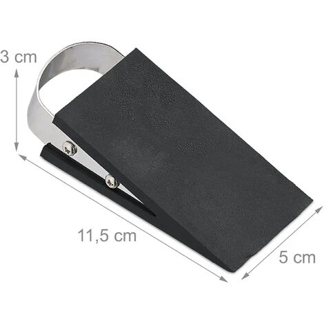 Relaxdays Door Wedge, Set Of 3, Doorstop For Floor, Non-Slip, H X W X D: 2 X 4 X 9.5 Cm, Metal, Plastic, Black/Silver 6 Relaxdays Door Wedge, Set Of 3, Doorstop For Floor, Non-Slip, H X W X D: 2 X 4 X 9.5 Cm, Metal, Plastic, Black/Silver - Image 4