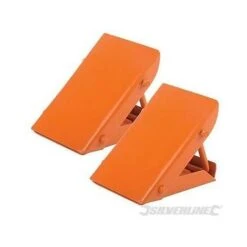 SILVERLINE FOLDING METAL X2 WHEEL CHOCK CARAVAN BOAT TRAILER CAR BLOCKS 525748 -Garden Care 63522349 3