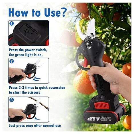 Electric Pruning Shears, 21VF Rechargeable Professional Cordless Electric Pruning Shears For Garden Parks Farm Greenhouse One Battery With Storage Box EU Plug - No Extra Blade 5 Electric Pruning Shears, 21VF Rechargeable Professional Cordless Electric Pruning Shears For Garden Parks Farm Greenhouse One Battery With Storage Box EU Plug - No Extra Blade - Image 3
