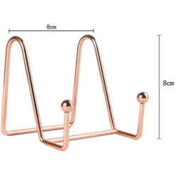 4pcs Plate Stands For Display Plate Holder Display Stand Metal Frame Holder Stand For Picture, Decorative Plate, Book, Photo Easel Rose Gold Small -Garden Care 69416288 5