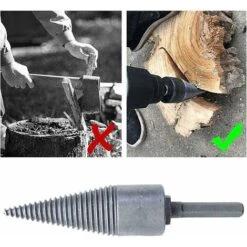 Wood Splitter Drill Screw Drill Bit Firewood Drill Bit Splitter Bits Cone Steel Wood Splitter Drill Bits Drill For Log Splitter Firewood Hex Shank Cone (1 Piece) -Garden Care 69622912 5
