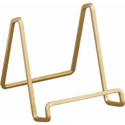 4 Inch Gold Plated Metal Square Wire Plate Holder Easel Display For Cookbooks, Photos, Picture Frames And Plates