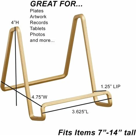 4 Inch Gold Plated Metal Square Wire Plate Holder Easel Display For Cookbooks, Photos, Picture Frames And Plates 5 4 Inch Gold Plated Metal Square Wire Plate Holder Easel Display For Cookbooks, Photos, Picture Frames And Plates - Image 3