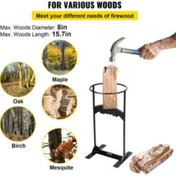 VEVOR Firewood Splitter, Q235 Steel Log Wood Splitter Wedge, For Splitting 8" Diameter Wood Manual Wedge Wood Splitter, 10.8"x21.8" Portable Log Splitting W/ 4 Screws & Blade Cover, For Home, Campsite -Garden Care 74437745 4