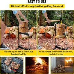 VEVOR Firewood Splitter, Q235 Steel Log Wood Splitter Wedge, For Splitting 8" Diameter Wood Manual Wedge Wood Splitter, 10.8"x21.8" Portable Log Splitting W/ 4 Screws & Blade Cover, For Home, Campsite -Garden Care 74437745 5