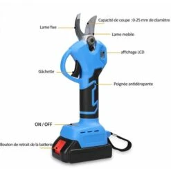 21V Cordless Electric Secateurs, LCD Display, Efficient For Pruning Bonsai Fruit Tree Branches -Garden Care 75259254 3