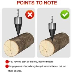 Wood Drill For Splitting Wood 42mm, Wooden Drill Bell, Conical Rod For Wood, Durable Steel Conical, With 3 Handles, Square/round/hexagonal, For Wooden Cutting, Wood Fans -Garden Care 76421937 5