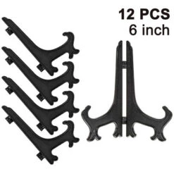 12 Pieces Plastic Easels Plate Holders, Plate Holders, Folding Plates, Display Stands For Displaying Collectible Plates, Bowl Holders, Books, Plates, DVDs, Picture