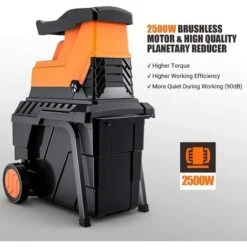ENGINDOT Electric Garden Shredder, 2500W Garden Shredder And Chipper, Wood Chipper With Max 45CM Cutting Capacity, 60L Collection Bag, Adjustable Cutting Blade For Gardens And Landscaping-PWS01A -Garden Care 78199581 3