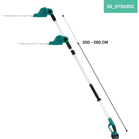 VONROC Telescopic Hedge Trimmer 20V (Incl. 4.0Ah Battery And Quick Charger) - Tiltable Blade - Extendable Pole (200-260 Cm) 4 VONROC Telescopic Hedge Trimmer 20V (Incl. 4.0Ah Battery And Quick Charger) - Tiltable Blade - Extendable Pole (200-260 Cm) - Image 2