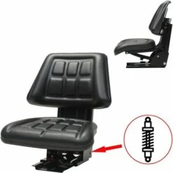 Tractor Seat With Suspension Black VidaXL