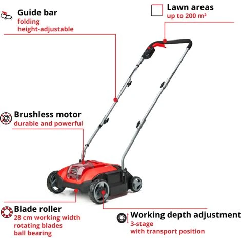 Einhell Power X-Change GC-SC 18/28 Li Solo Cordless Scarifier / Aerator 5 Einhell Power X-Change GC-SC 18/28 Li Solo Cordless Scarifier / Aerator - Image 3