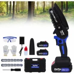 2PCS 1500mAh Li-ion Battery ,Chainsaw Kits 600W Power Operated Electric Chain Saw 4INCH Cutting Wood Branches