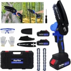 Brushless Electric Chainsaw Saw Cutter Tree Wood Branches Power Equipment 600W + 2PCS 1500mAh Li-ion Battery