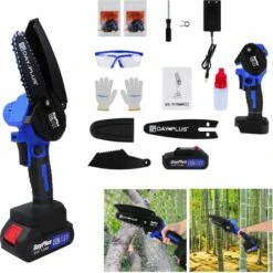 4 Inch Brushless Cordless Chainsaw With 1500mAh Battery And Charger, Portable Electric Chainsaw Hand Chainsaw 2200 SPM For Tree Branches, Courtyard, Household And Garden