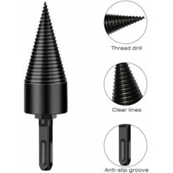 Wood Splitter, Log Splitter Cones, Multi-functional Screws, Wood Logs Splitting Cone Drill Bits Drilling Tools Accessories, With 3 Handles, 42mm, 9 Wood Splitter, Log Splitter Cones, Multi-functional Screws, Wood Logs Splitting Cone Drill Bits Drilling Tools Accessories, With 3 Handles, 42mm, -Garden Care 87589847 3