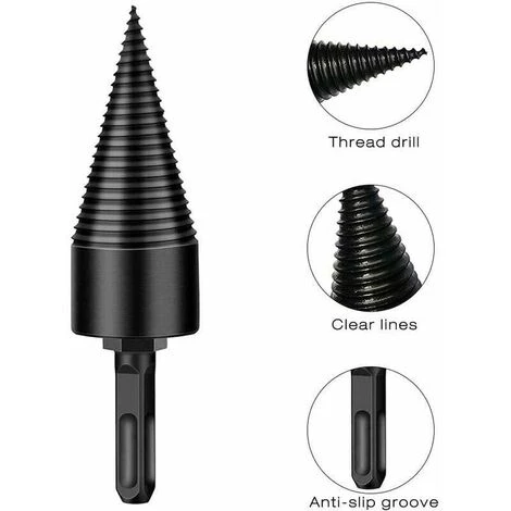Wood Splitter, Log Splitter Cones, Multi-functional Screws, Wood Logs Splitting Cone Drill Bits Drilling Tools Accessories, With 3 Handles, 42mm, 5 Wood Splitter, Log Splitter Cones, Multi-functional Screws, Wood Logs Splitting Cone Drill Bits Drilling Tools Accessories, With 3 Handles, 42mm, - Image 3