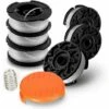 Set Of 6 A6485 A6481 Spools For Black Decker Trimmer, 6 X 9 M Nylon Line, ⌀1.65 Mm Line + 1 Cap + 1 Spring