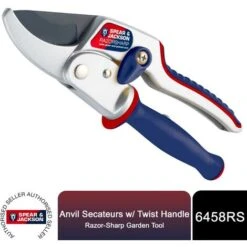 Spear & Jackson Ratchet Anvil Secateurs W/ Twist Handle, Razorsharp Garden Tool