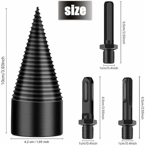 Log Splitter Screw Cone,Drilling Cone Log Splitter With 3 Drill Handles,42mm,Firewood Drill,Twist Drill,Cone Splitter For Home Use - MODOU 4 Log Splitter Screw Cone,Drilling Cone Log Splitter With 3 Drill Handles,42mm,Firewood Drill,Twist Drill,Cone Splitter For Home Use - MODOU - Image 2