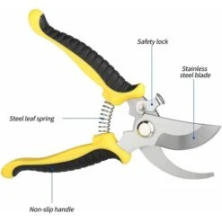 Pruners - Professional 2cr13 Stainless Steel Garden Shears (Yellow Pruners) -Garden Care 90736448 3
